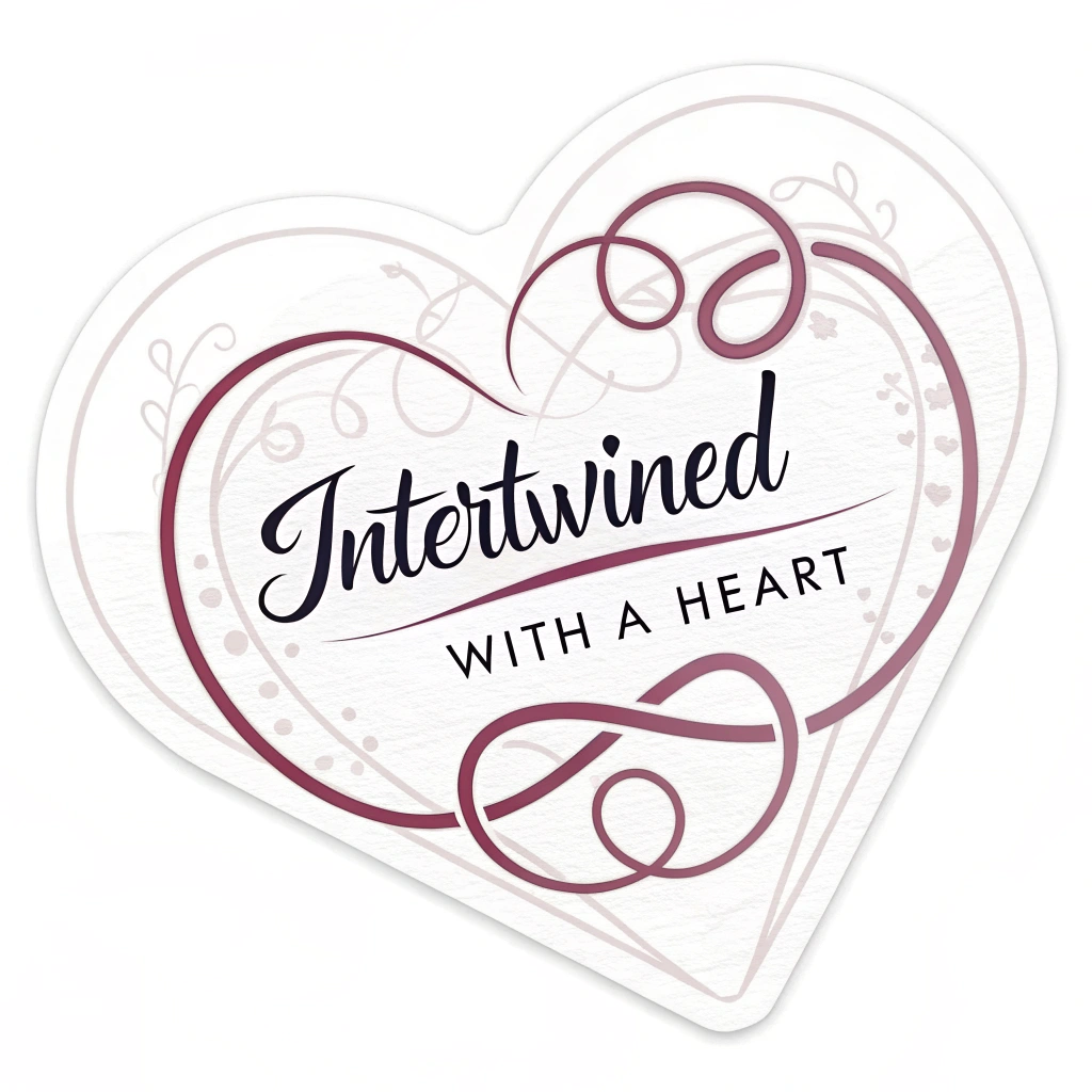 Stickers featuring a name intertwined with a heart outline, creating a monogram-like design.