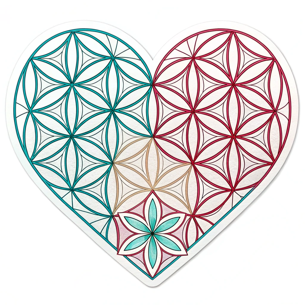 A heart constructed from interconnected geometric shapes, symbolizing the multifaceted nature of love.