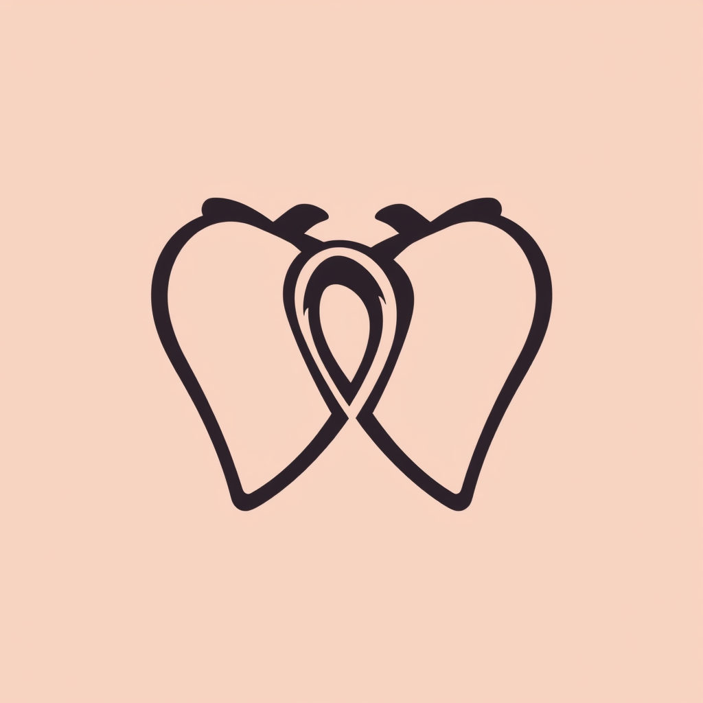 Two intertwined hearts forming a single icon, representing the union of two individuals.