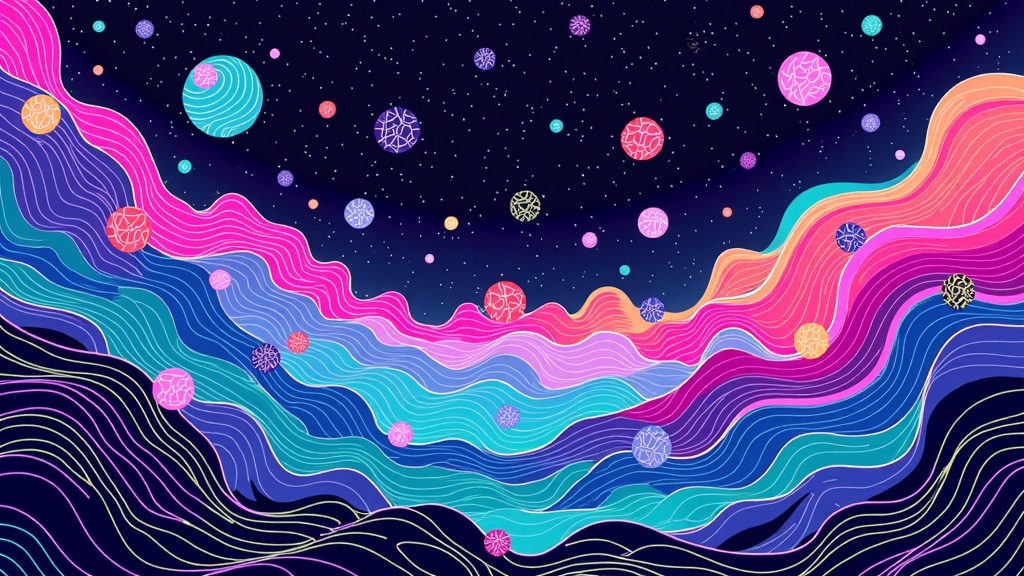 Coded Consciousness: Visualizations of a neural network's 'dream,' where data streams, abstract algorithms, and digital artifacts coalesce into bizarre, self-aware landscapes.