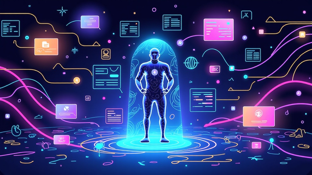Future Historians' AI: Illustrate how a future AI might visualize key moments of 20th and 21st-century history based on incomplete or fragmented digital records. For example, an AI's interpretation of the first internet message, the Y2K bug scare, or early social media trends, potentially leading to bizarre or anachronistic outputs.