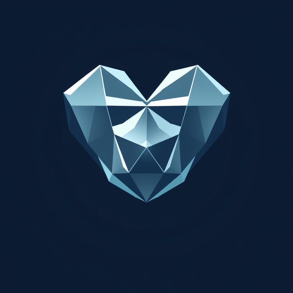 Heart icon composed of interlocking polygons with sharp edges.