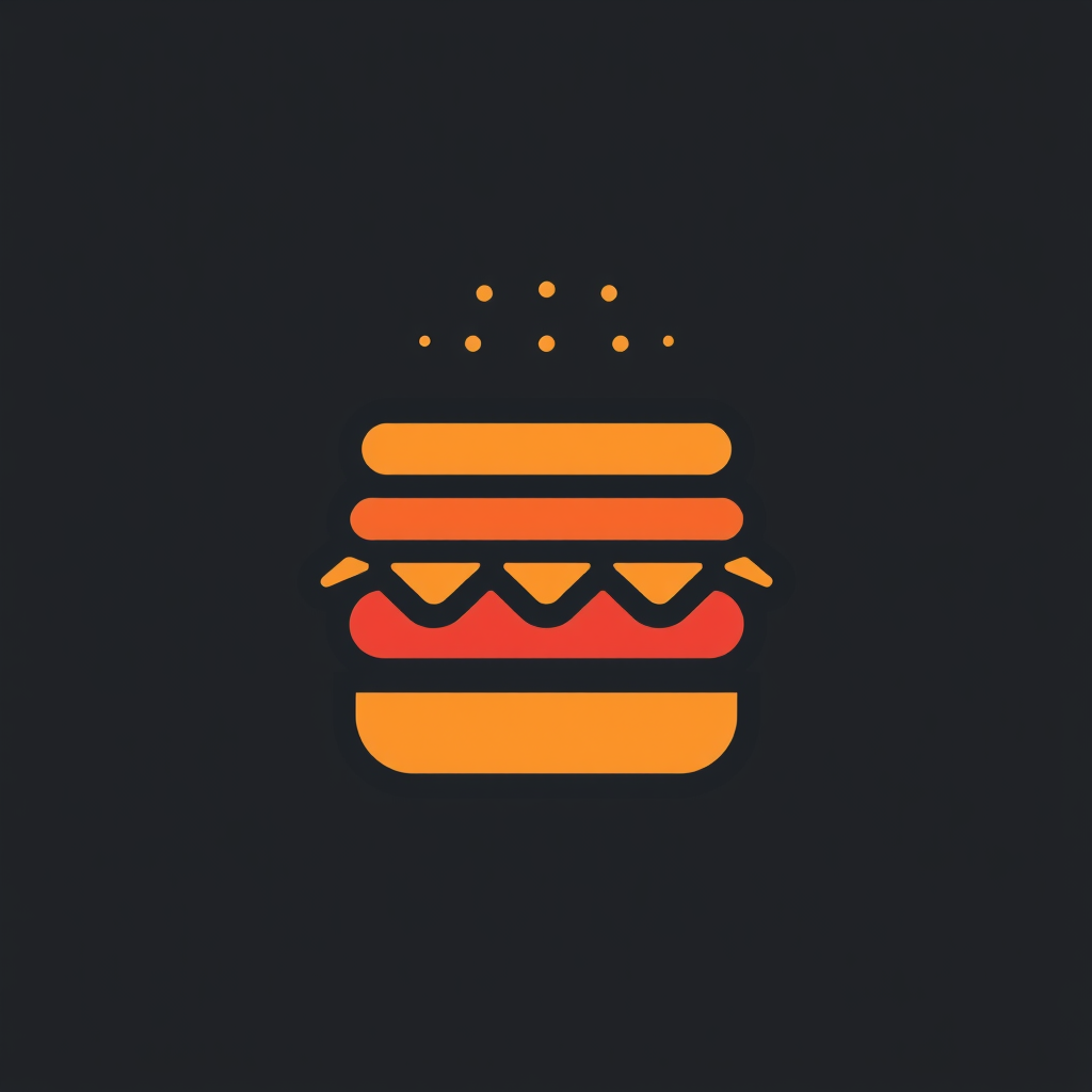 A simple icon of a hamburger with three stacked layers (bun, patty, bun) using bold lines.