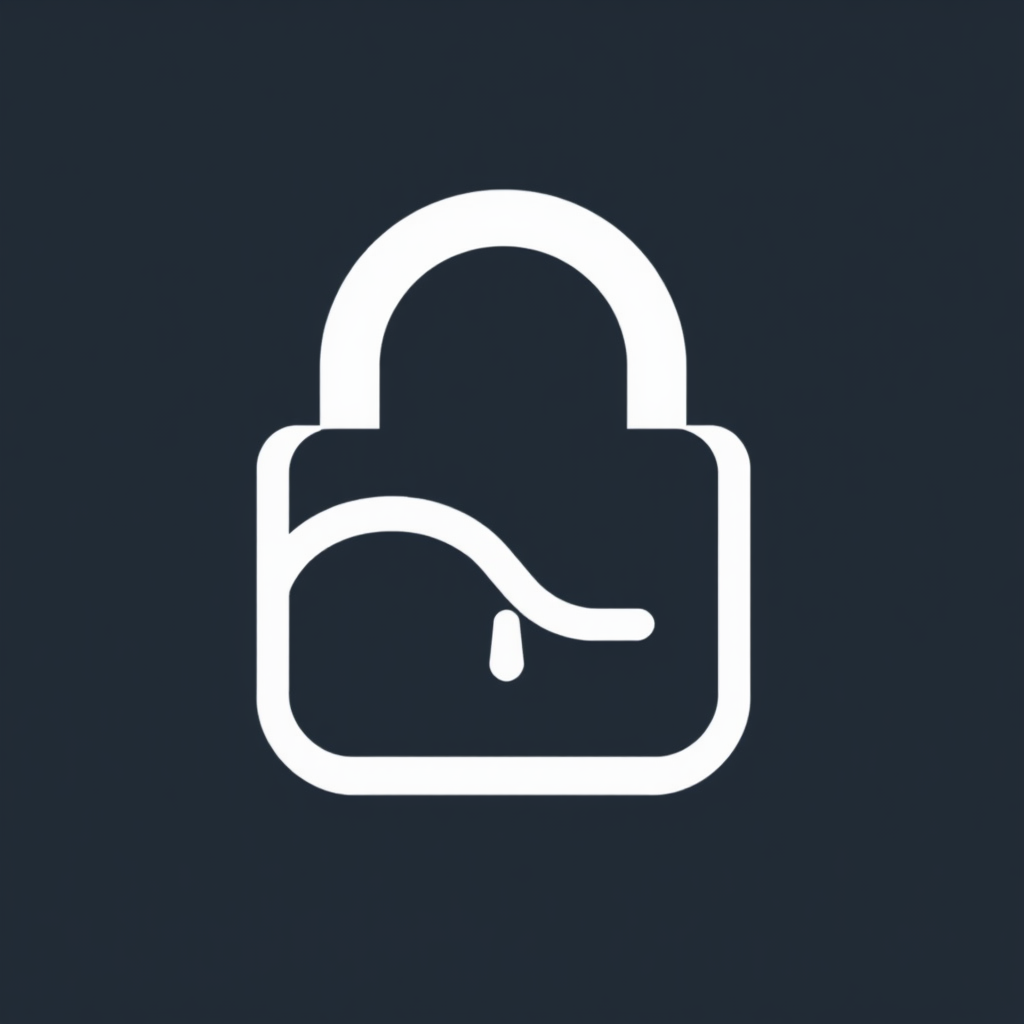 Simple Icon Idea for Encrypted Data Streams: A single, flowing line representing a data stream, which passes through the center of a simplified padlock icon. The segment of the line visible within the padlock's outline is altered (e.g., becomes dashed, pixelated, or changes color) to signify encryption.