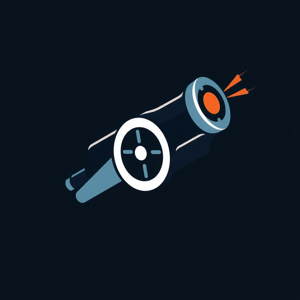 Design a logo where the cannon is composed of adaptable geometric shapes that can subtly shift or reconfigure, symbolizing constant 'Dynamic Evolution' and modernization.