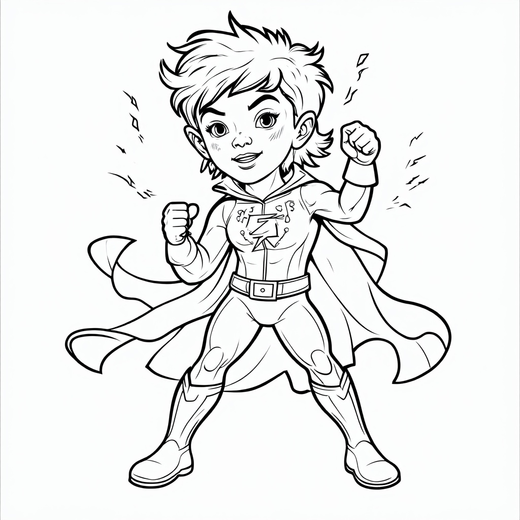 A superhero kid design with lightning.