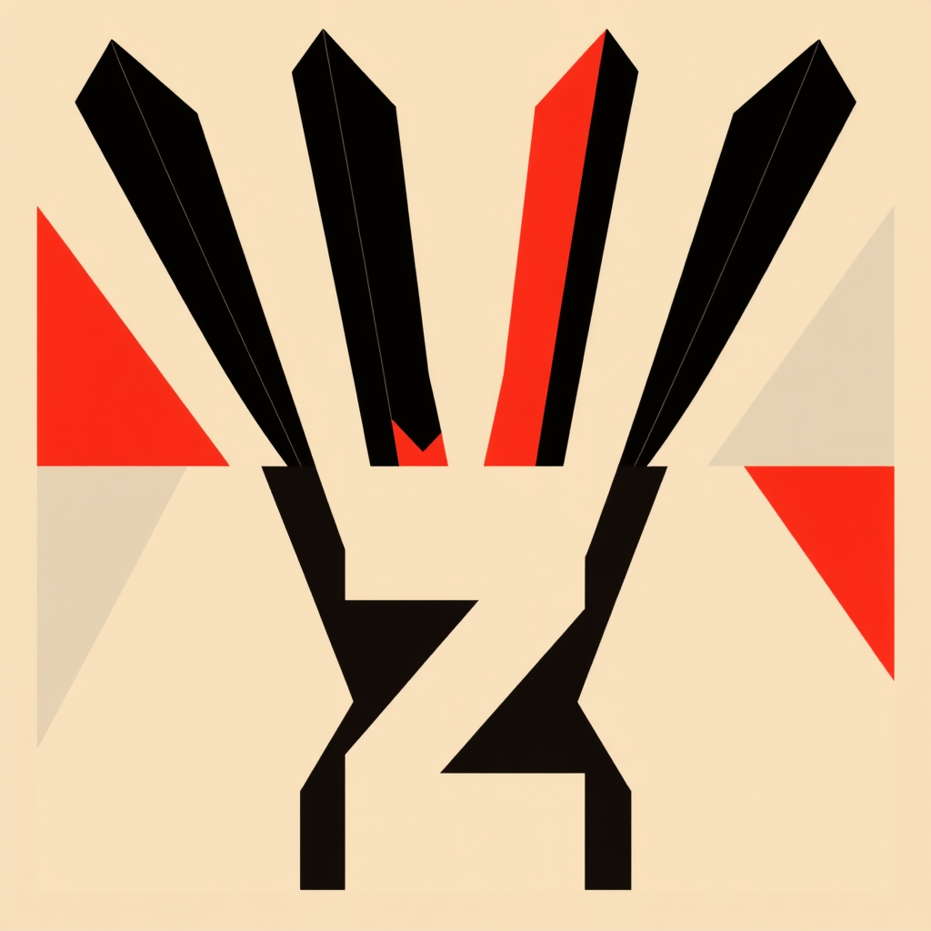 Sub-Design 3 (Constructivist Build): '2025' designed with sharp geometric forms and strong lines, drawing from Constructivist art principles. The numbers could look like they are built from girders or solid blocks. Color palette: red, black, and a neutral like beige or grey.