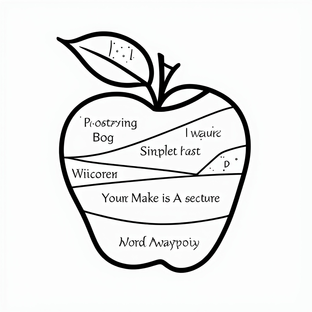 Segmented or 'Wise Bite' Apple: An apple outline creatively divided into sections, each holding a word or short phrase from the quote. Alternatively, an apple with a symbolic 'bite' taken out, where the quote fills the main portion.