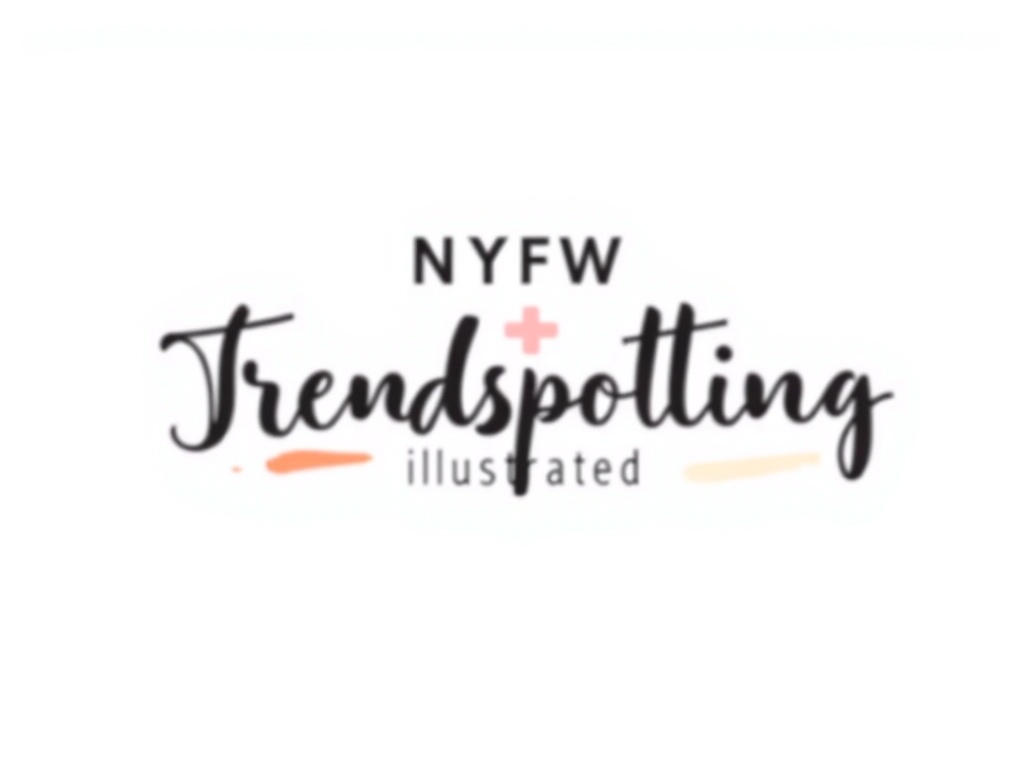 Simple logo idea for the illustration project: The text 'NYFW Trendspotting Illustrated' in an elegant, hand-lettered script, with a single, artistic brush stroke or watercolor splash accenting the design.