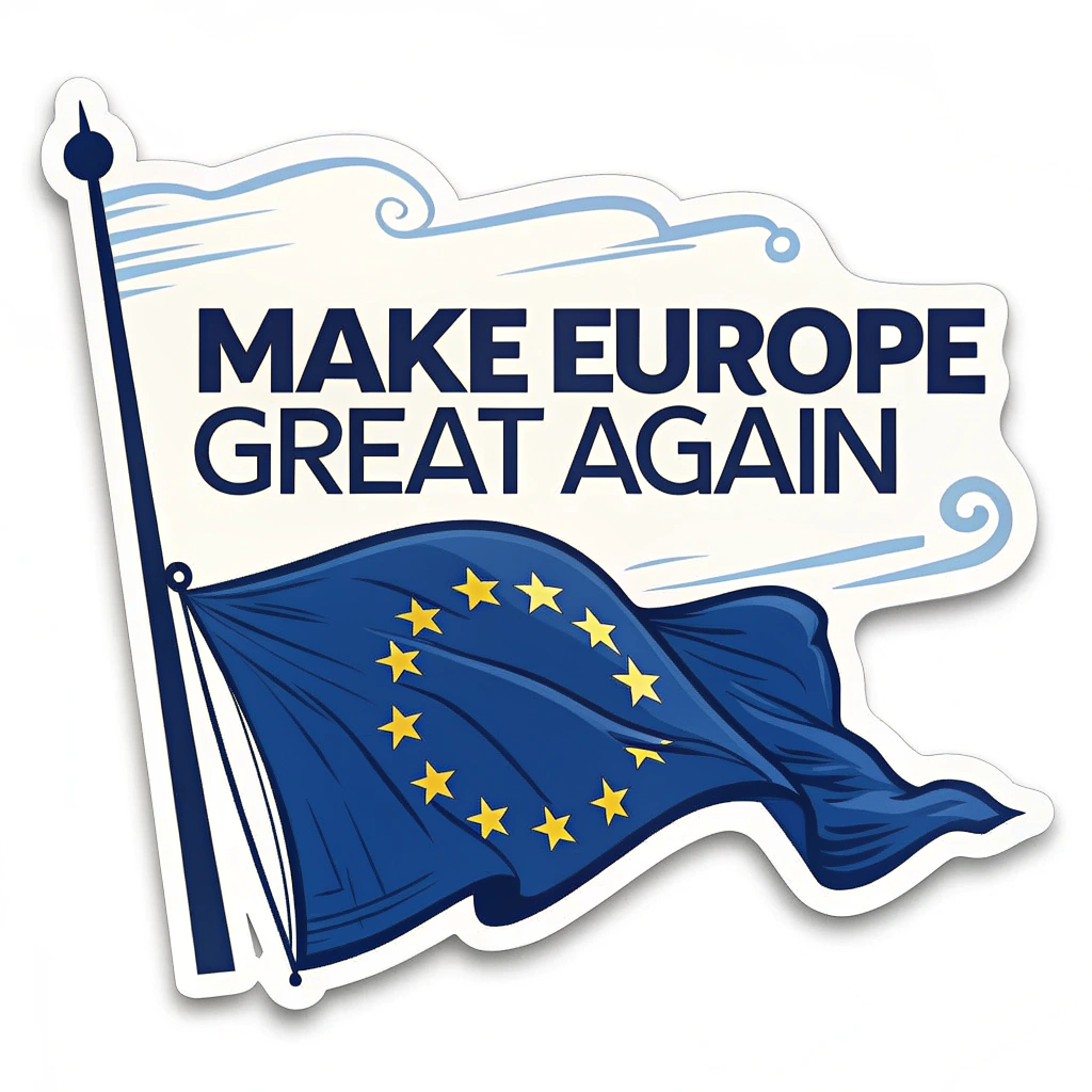 Design the sticker with the EU flag with 'Make Europe Great Again' text.