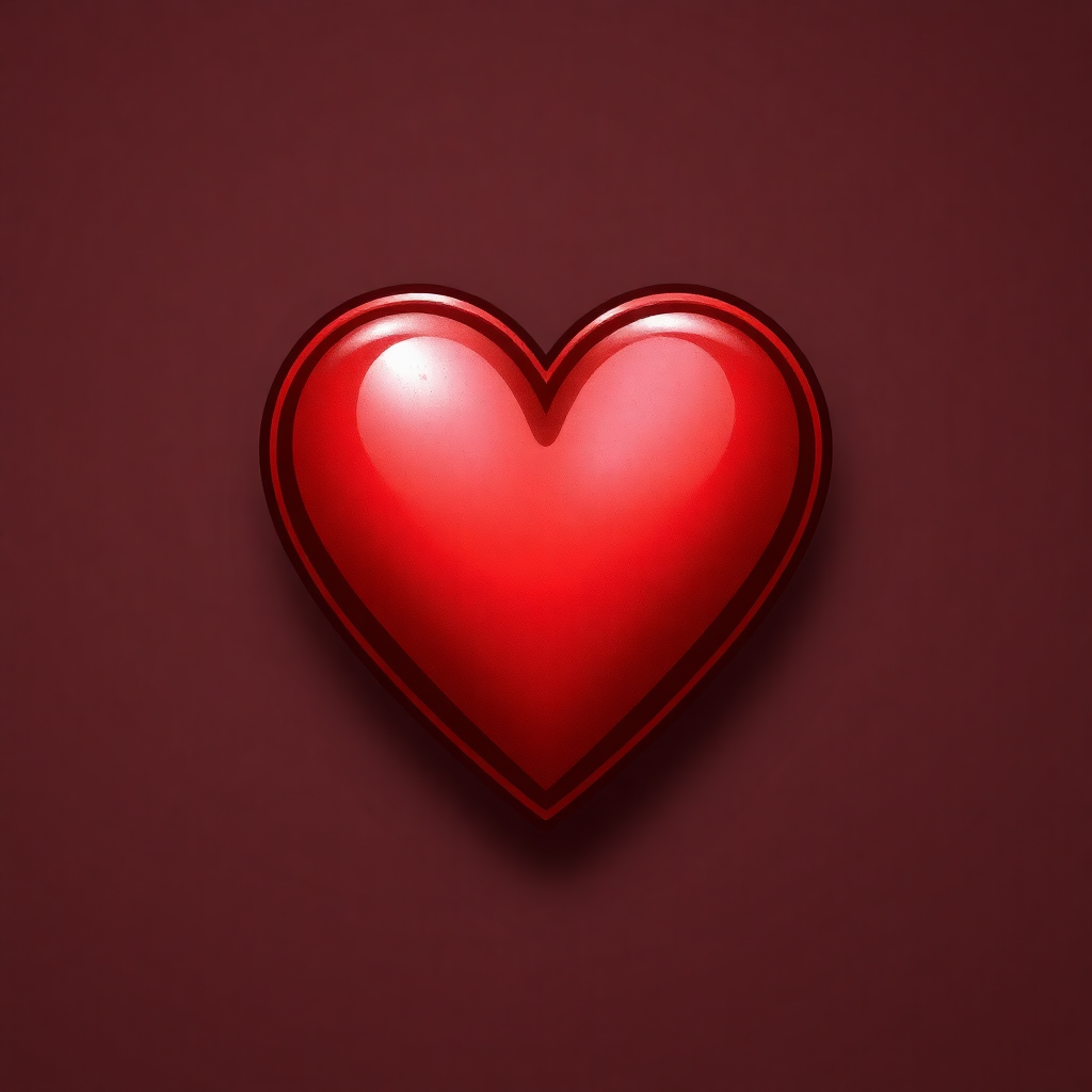 The image shows a red heart on a dark red background, creating a striking contrast between the two colors. The heart is the focal point of the image, with its vibrant red color standing out against the dark background.