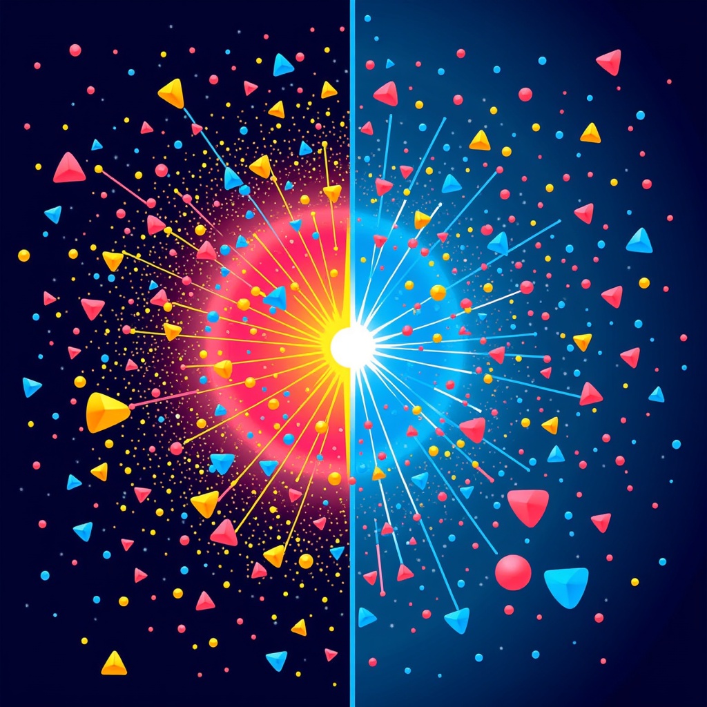 A split-screen or layered visual: one side displays a vast, chaotic cloud of raw genomic data points. An AI algorithm, visualized as a beam of focused light or a streamlined process, cuts through this chaos, leading to the other side which shows a clear, ordered visualization of identified gene targets and perfectly designed drug compounds locking onto them.