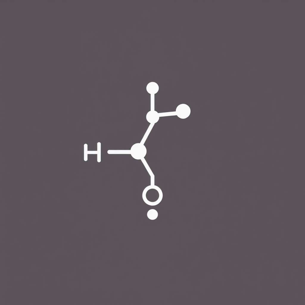 Sub-design idea 1: Minimalist Molecular Icon - A clean, simplified icon depicting a key section of a CBD or THC molecule using minimalistic lines and dots for atoms and bonds, designed for clarity and recognition at small scales.