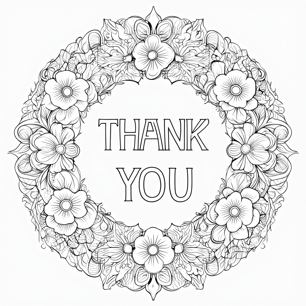Mandala with 'Word Flowers': A floral mandala where some of the larger flower petals or distinct sections are designed to subtly form the letters of 'THANK YOU' or individual words from 'Thank You, Nurses!'. The rest of the design is rich with diverse floral elements.