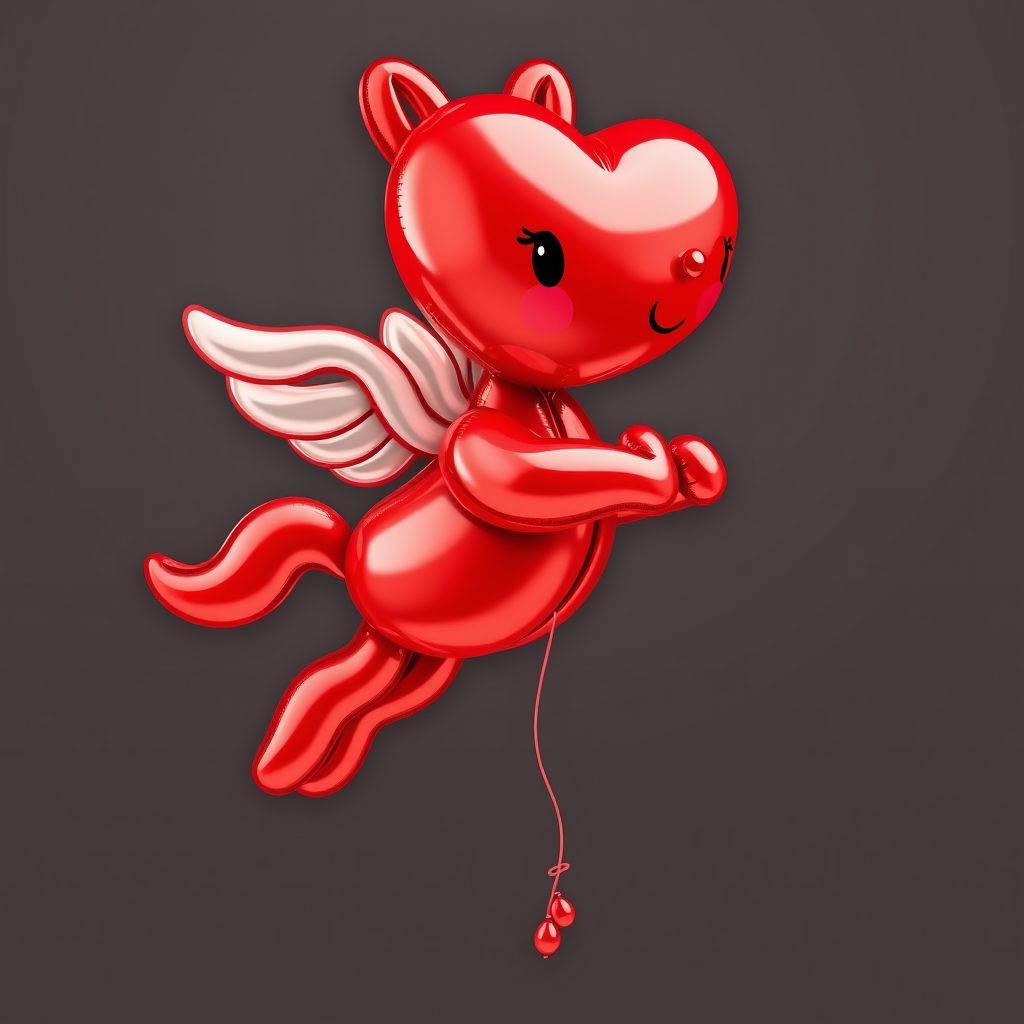 A balloon animal in the shape of a heart or cupid.