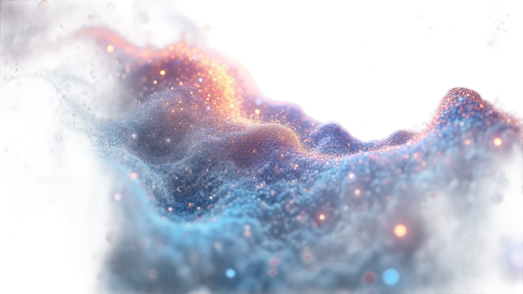 Cosmic Data Stream: Ethereal algorithm script forming a celestial stream, akin to a nebula or stardust, flowing around cosmic elements, representing the vastness and pervasive nature of AI and data.