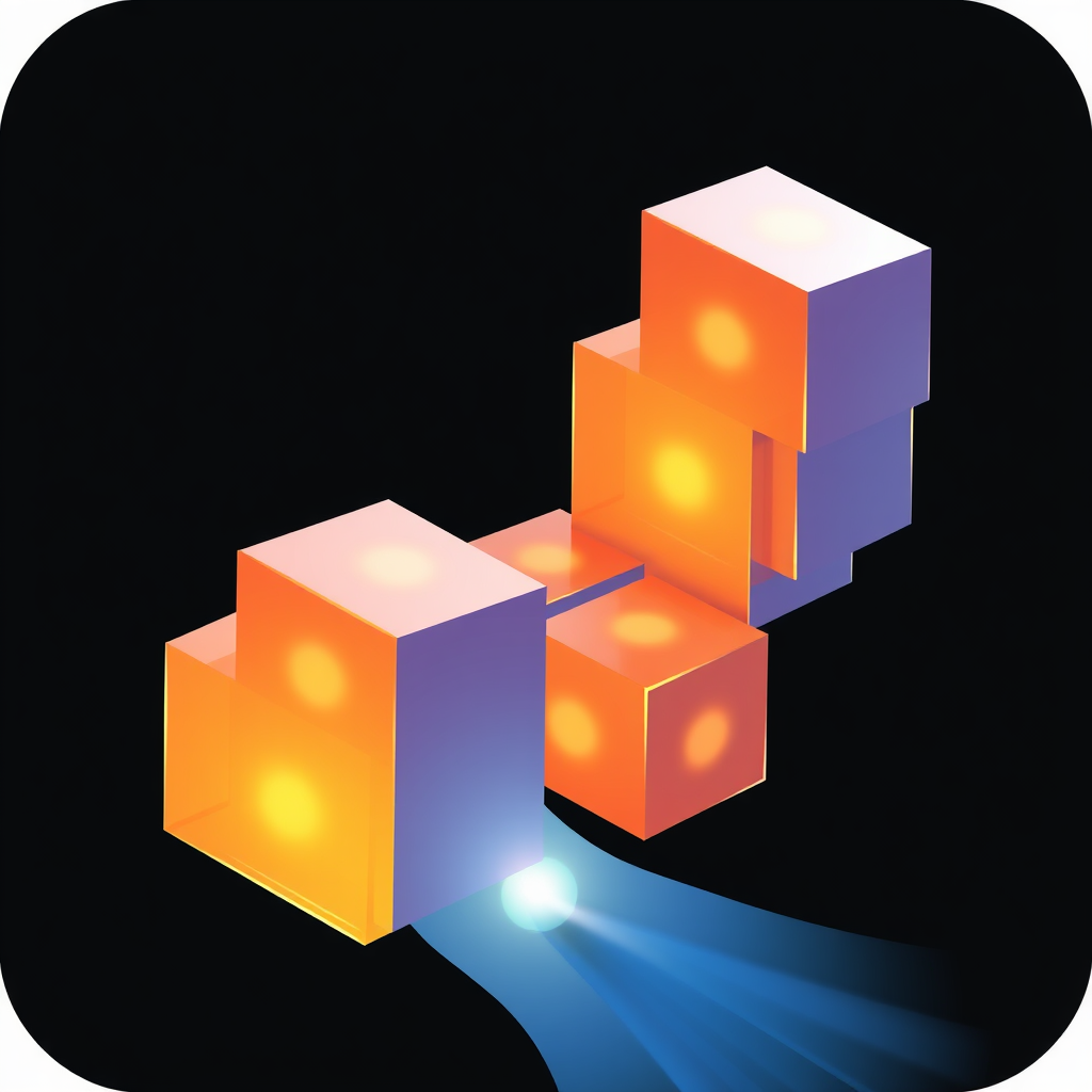 Modular Stream Formation: Fluent-styled geometric modules or 'blocks' dynamically assemble into a fluid, forward-moving stream, symbolizing the event's constructive and collaborative nature. Blocks feature varied opacity and lighting.