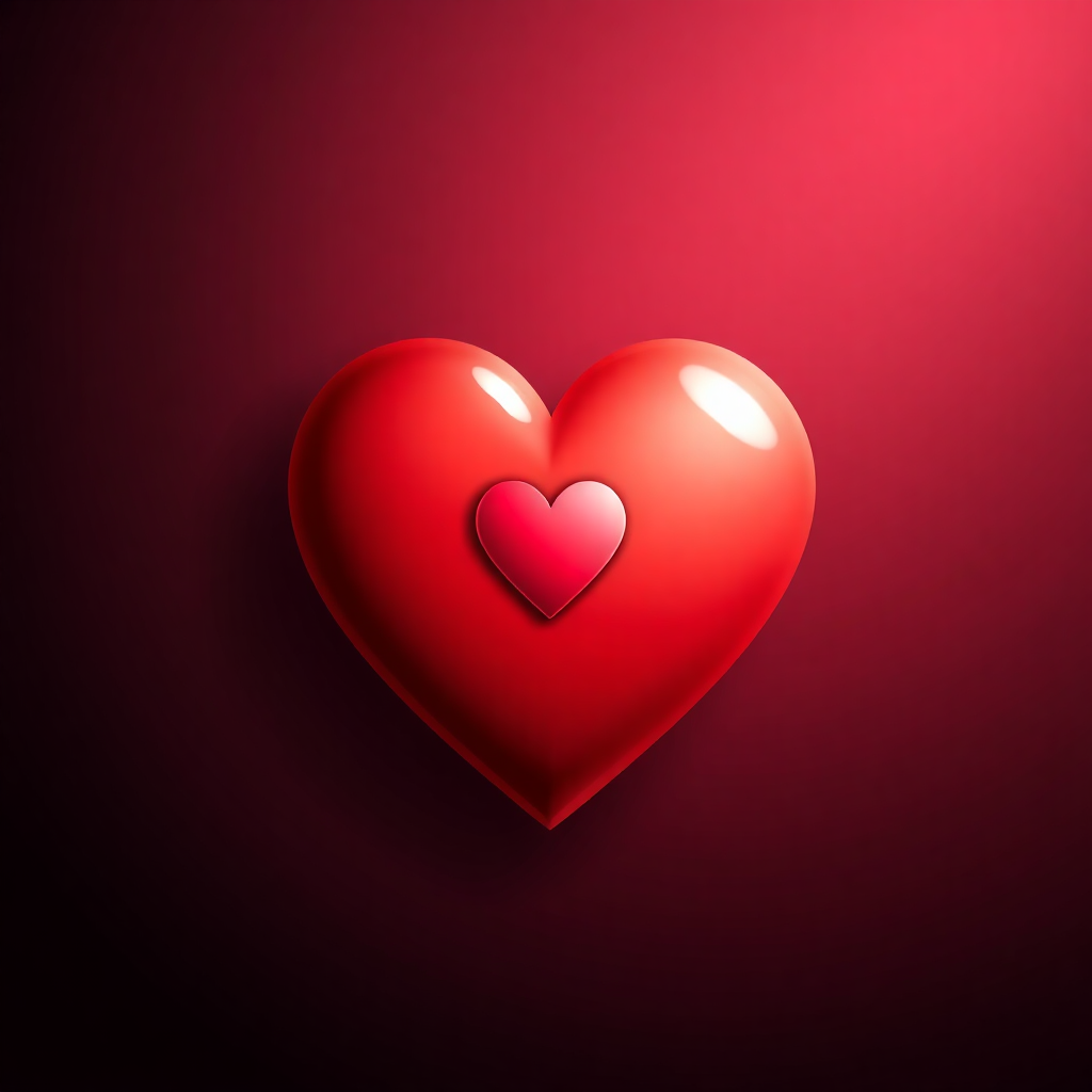 The image shows a red heart on a dark red background, creating a striking contrast between the two colors. The heart is the focal point of the image, with its bright red color standing out against the dark background.