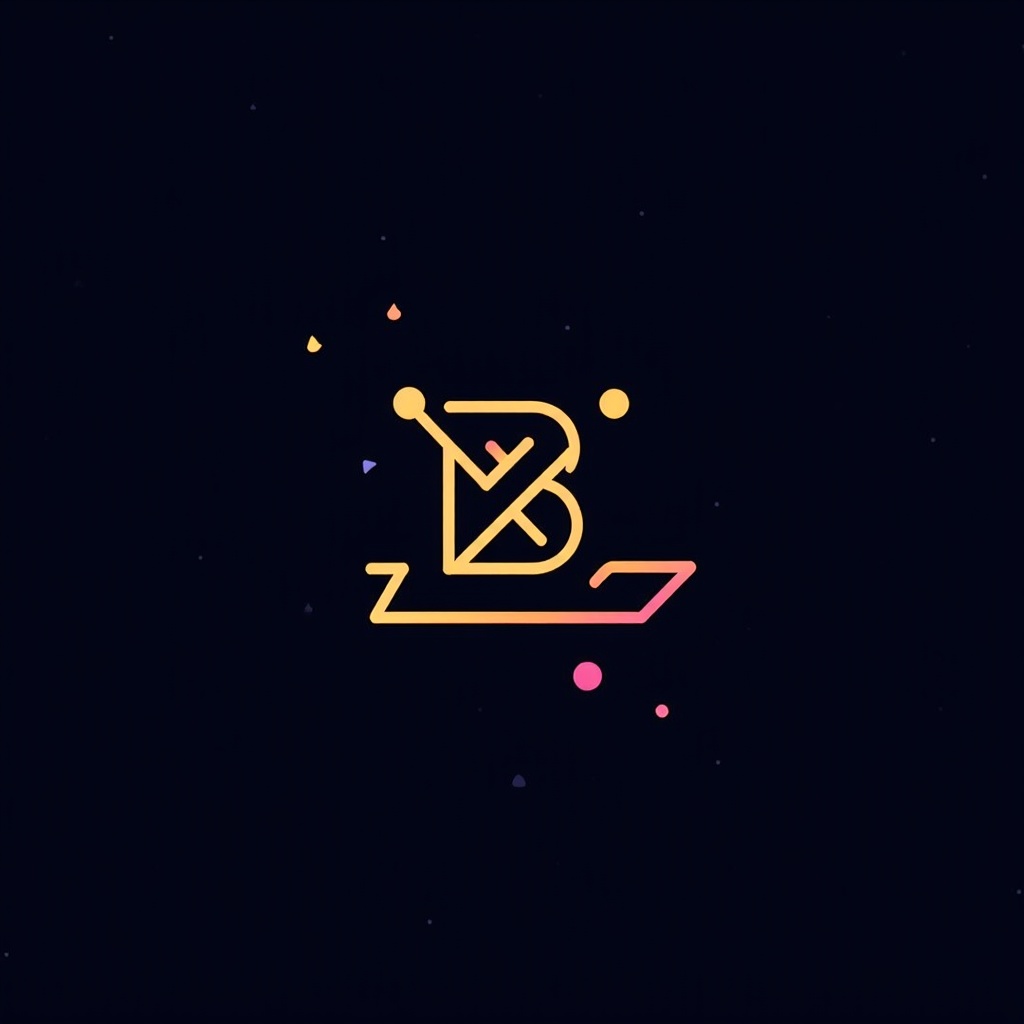 Iconic Element Concept for Build Illustrations: Design a simple, iconic motif—perhaps a stylized 'B' or an abstract 'building block' graphic—constructed from interconnected light trails or dynamic geometric shards. This symbol would represent foundational code, collaborative construction, and the spark of innovation, suitable for consistent use as a visual anchor or accent within the main illustrations.