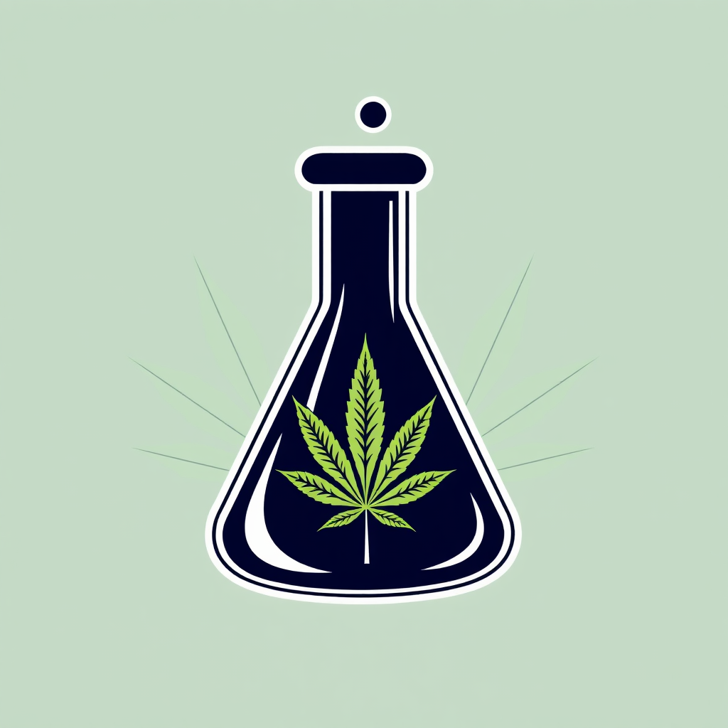 User's request translated to English: Medical Marijuana Icon Logos - Scientific Beaker/Flask with Leaf Motif