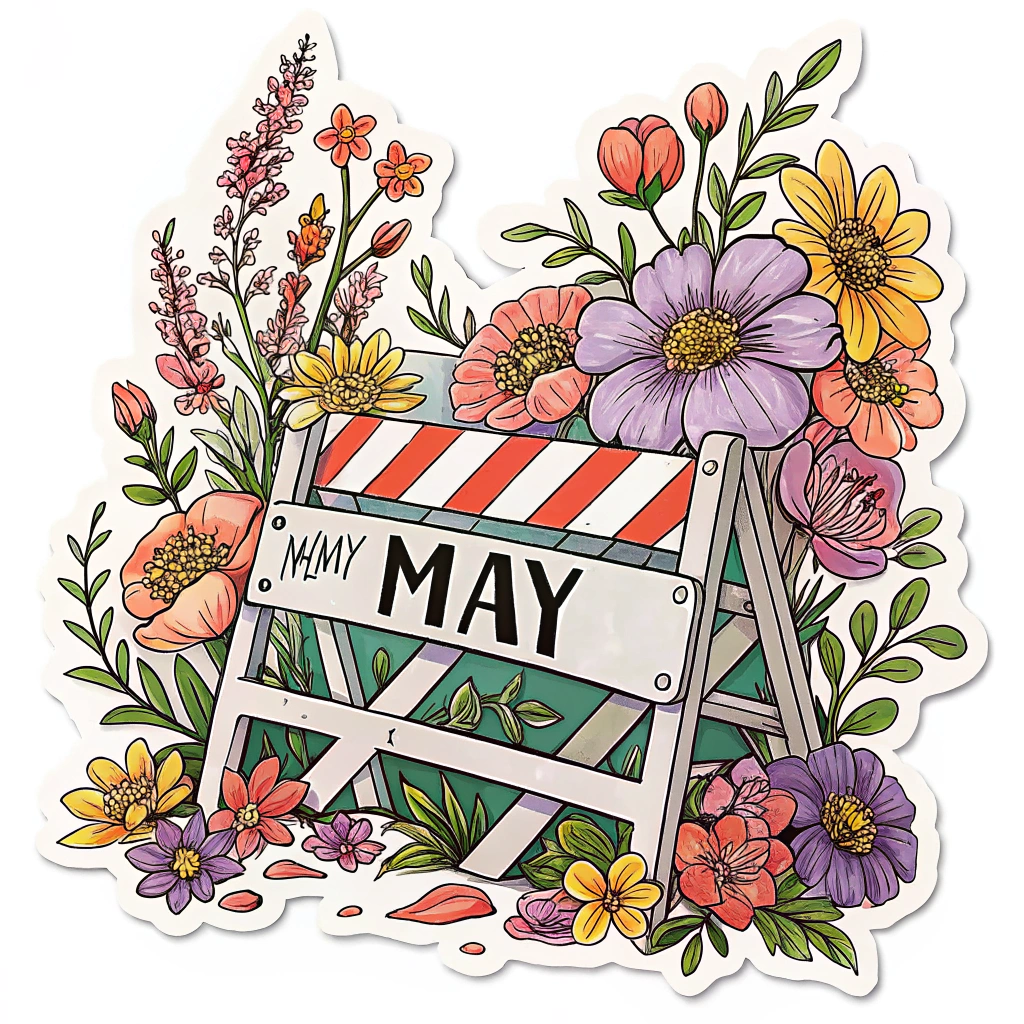 Blooming Barricade: An image of a symbolic barricade, typically stark, but here it's depicted as overgrown and bursting with colorful May Day flowers, representing hope and beauty emerging from struggle and defiance.