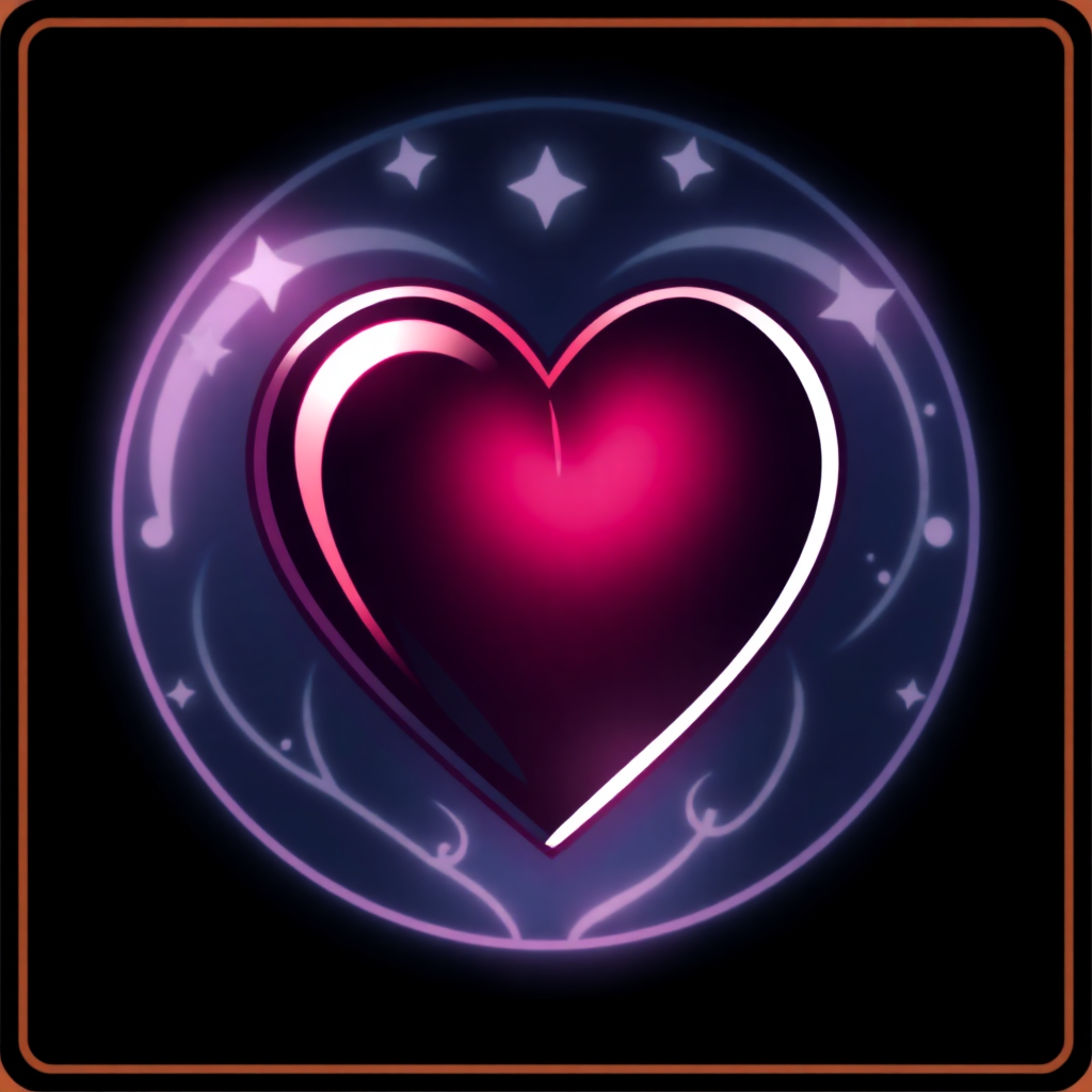 The image shows a pink heart with stars on a black background, framed in a photo frame. The heart is the focal point of the image, with the stars radiating outwards from it. The colors of the heart are vibrant and the frame is a deep black, creating a striking contrast.