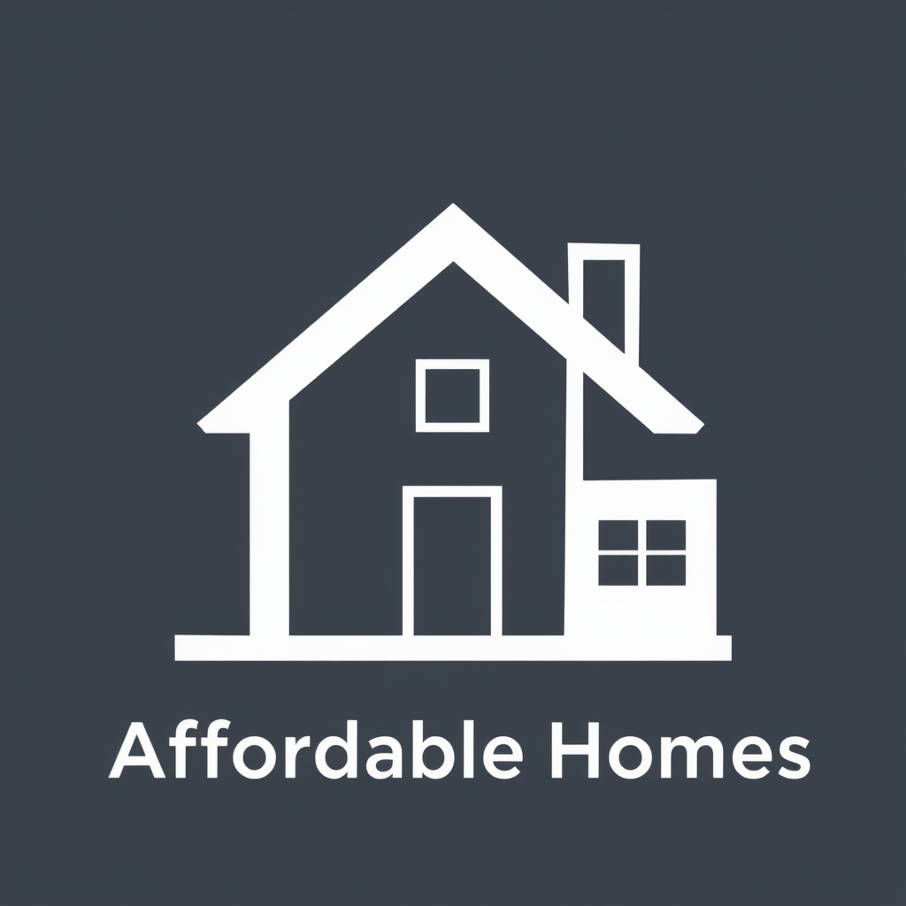 A logo using a blueprint or schematic aesthetic, where house outlines or structural elements are formed by clean lines connecting block-like nodes or segments, suggesting thoughtful planning, precision, and the tangible construction of affordable homes.