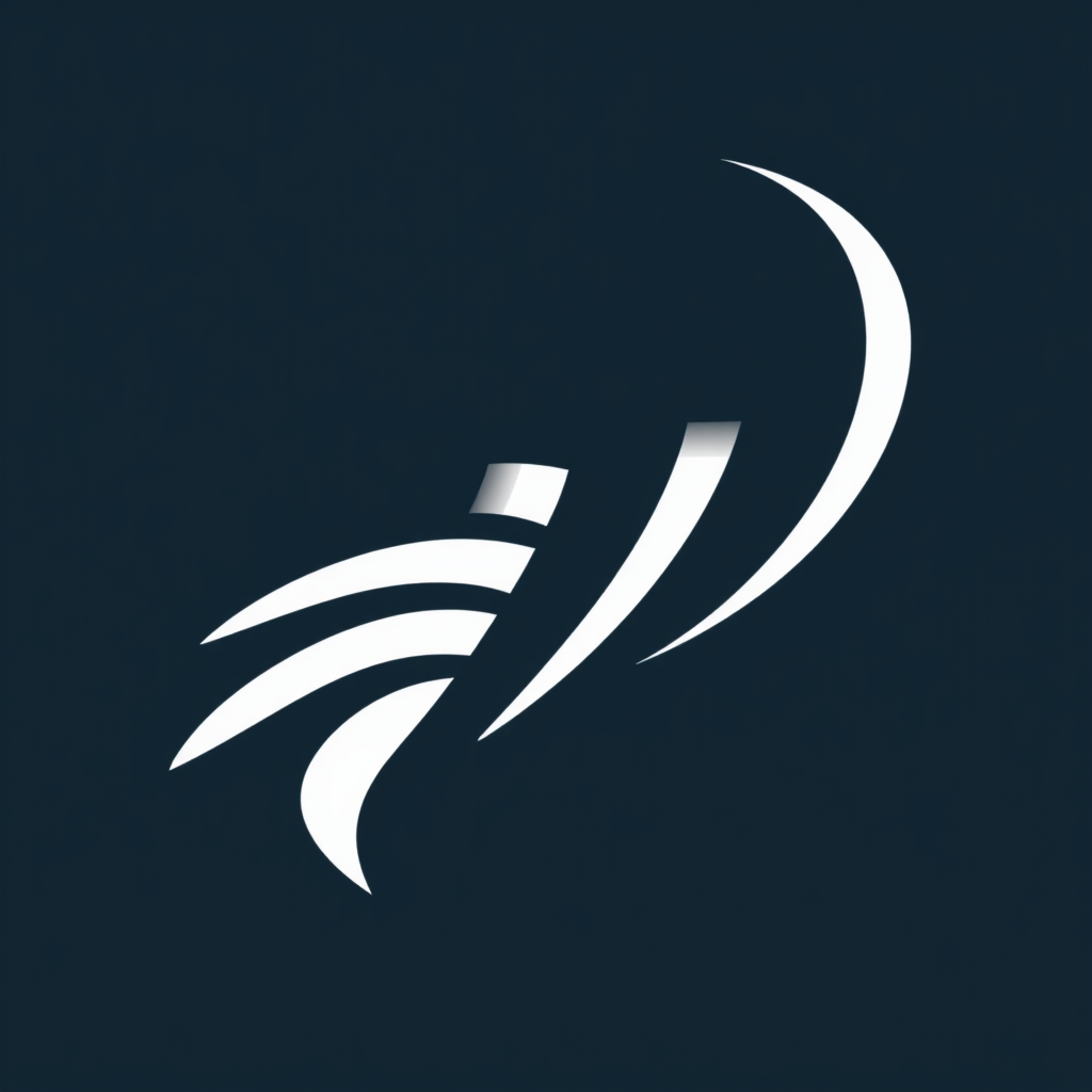 A bold, dynamic swoosh composed of several parallel or tapering lines that accelerate and curve upwards, conveying speed, energy, and forward momentum, perhaps subtly forming an 'S' or 'G'.
