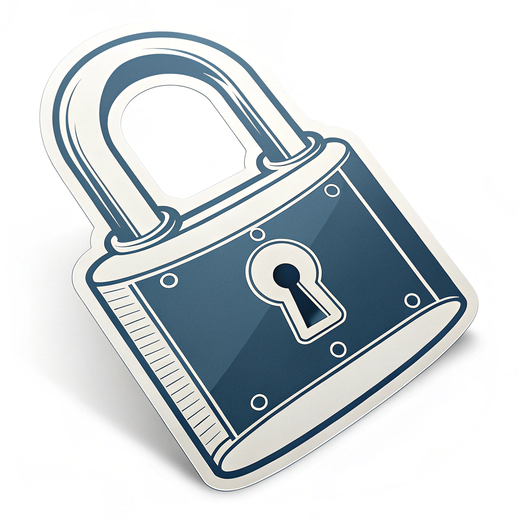 Simple Icon Idea: A clean, universally recognizable silhouette of a closed padlock. The shackle could be slightly thicker to emphasize strength, and the body could have a subtle highlight to give it dimension, even as a flat sticker.