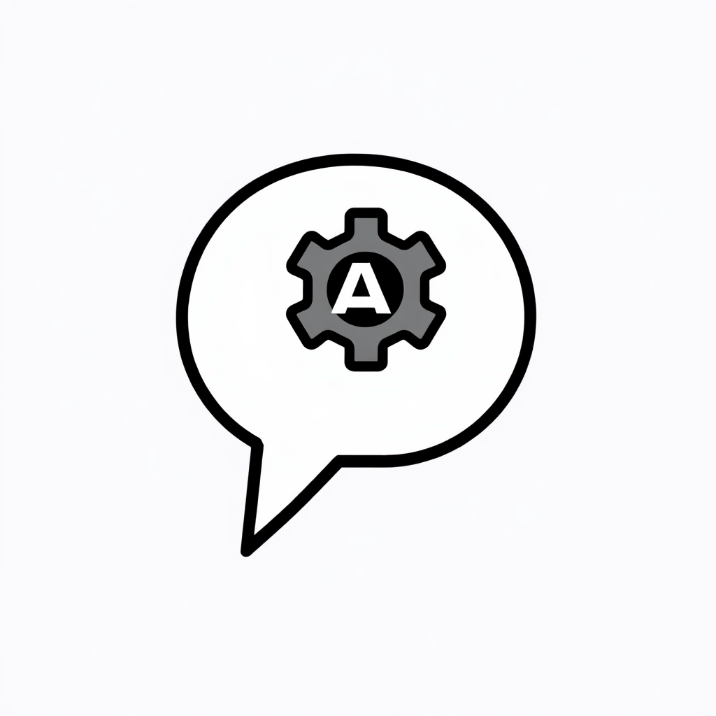 AI Assistant Icon: A simple speech bubble containing a stylized 'AI' text or a small, simple gear.