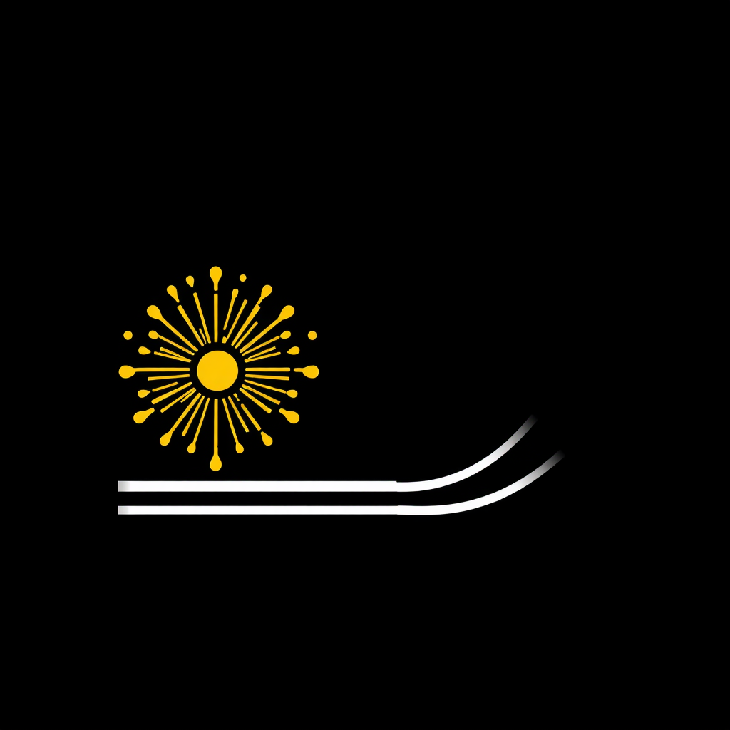 A design starting with a condensed cluster of short, energetic lines (representing a 'spark' or initial idea) that then expand and extend into longer, smoother lines indicating a clear trajectory of progress and growth.