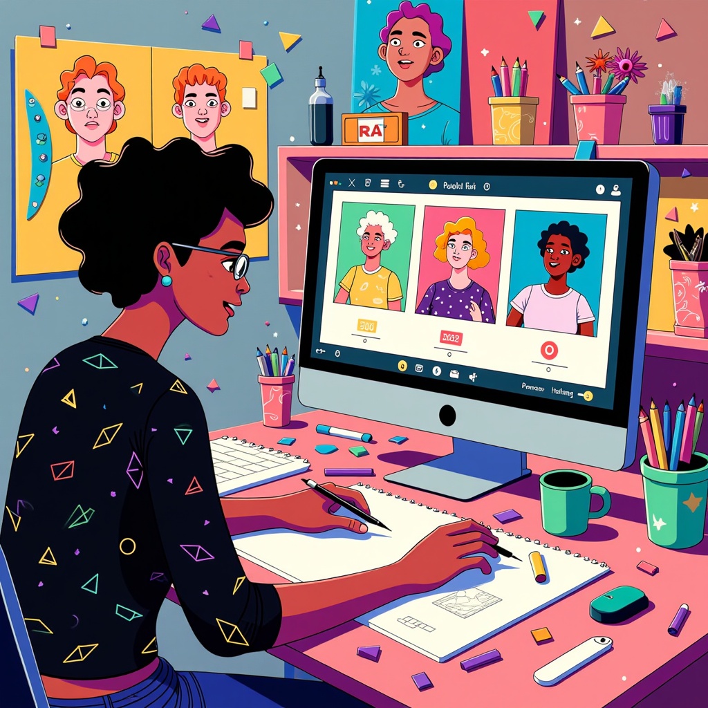 Explore generative AI that translates detailed textual descriptions of fictional characters directly into portraits, focusing on the AI's ability to interpret nuanced personality traits and physical attributes from text to create a cohesive visual.