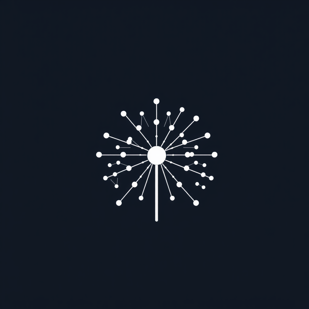 A minimalist icon showing a single neuron or node as the bud, with subsequent layers of connections and nodes unfurling outwards like a time-lapse of a flower blooming. The final stage is an open, complex network resembling a flower.