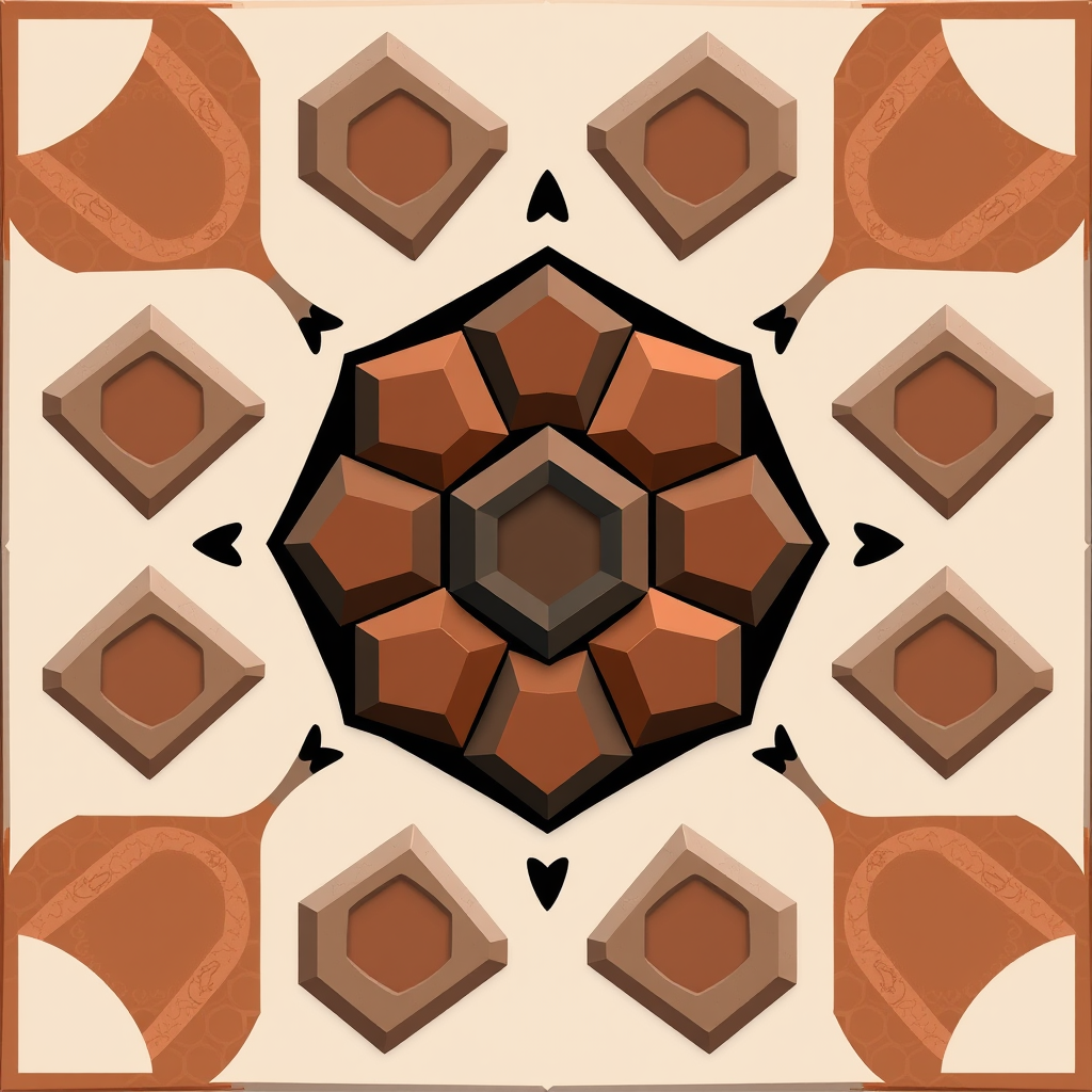 Sub-design Idea 5: A cluster of simple block shapes (e.g., hexagons or triangles for a more dynamic feel) arranged in a compact defensive or shield-like pattern.