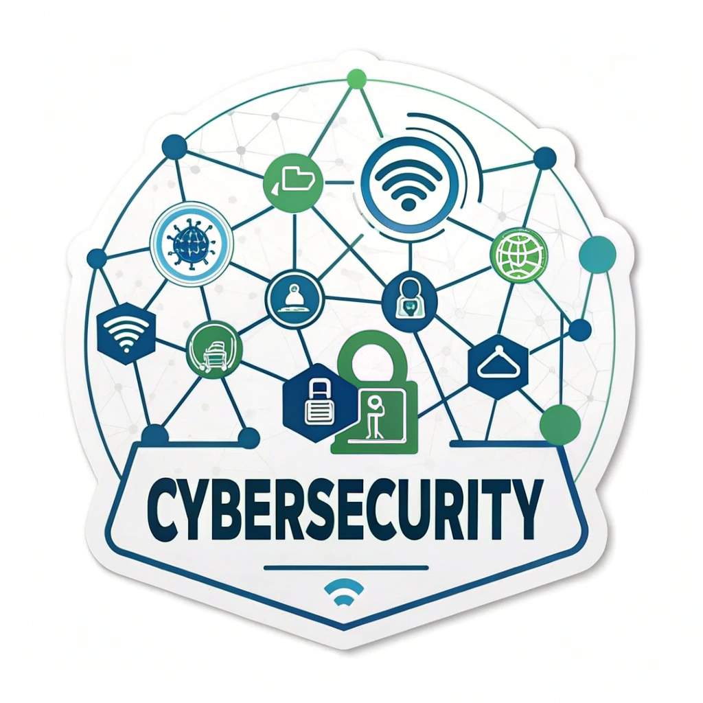 English Translation: Cybersecurity Sticker Designs - Network Node Connectivity Design