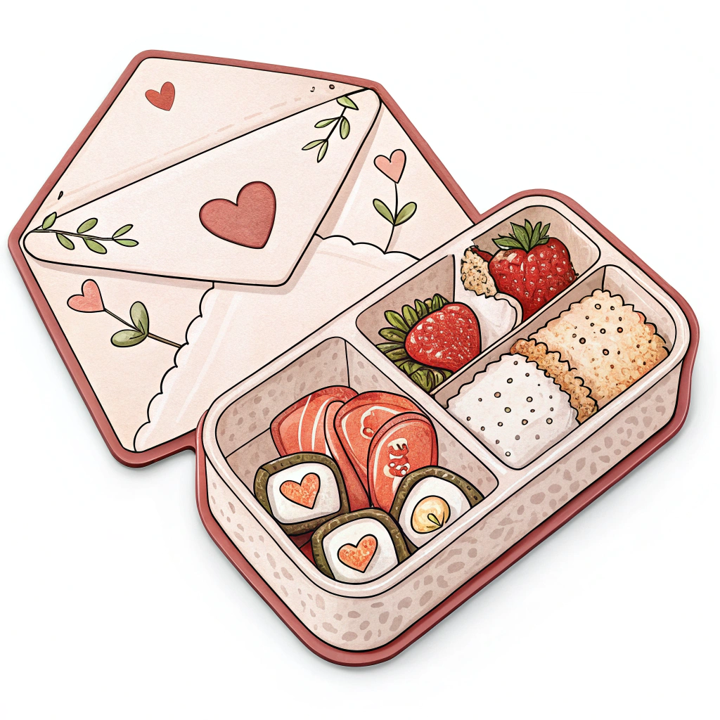 Love letter-shaped bento box sticker