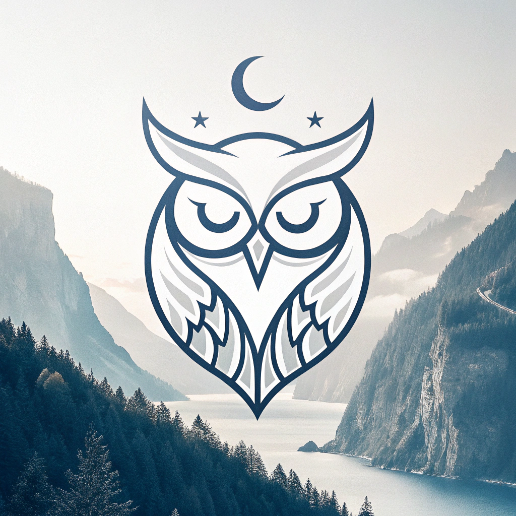 Simplified Dreaming Owl Emblem (Simple Icon Idea): A minimalist, clean outline of the iconic EDC owl's head, associated with the Kinetic Stage, with its eyes gently closed and a small, subtle dream symbol like a crescent moon or a twinkling star integrated near its brow or within its plumage.