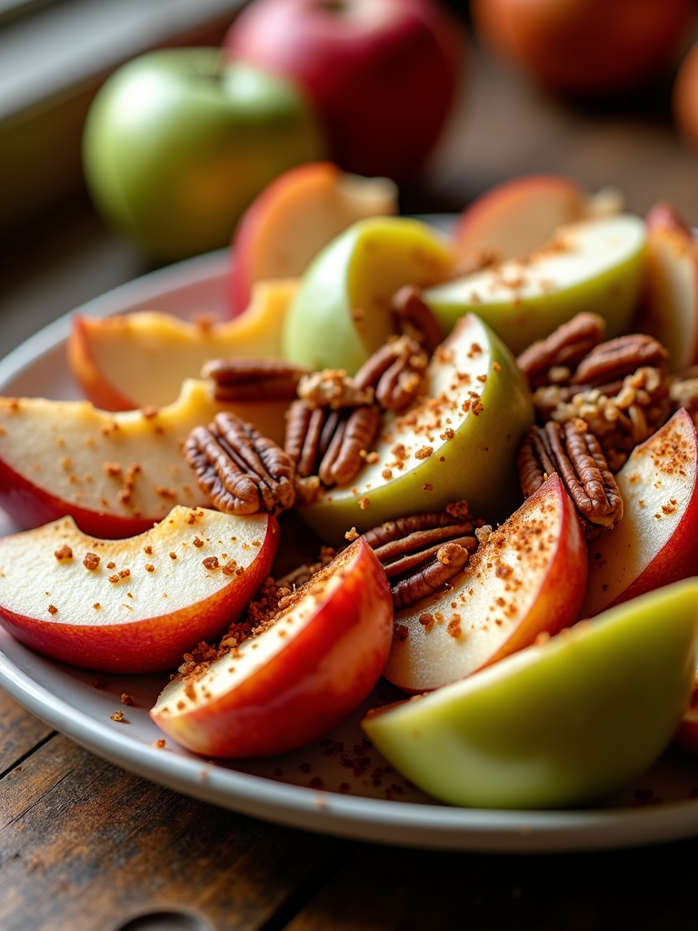 Spiced Pecan Apple Wedges: Add a crunchy topping of spiced pecans for a nutty and warm flavor contrast.