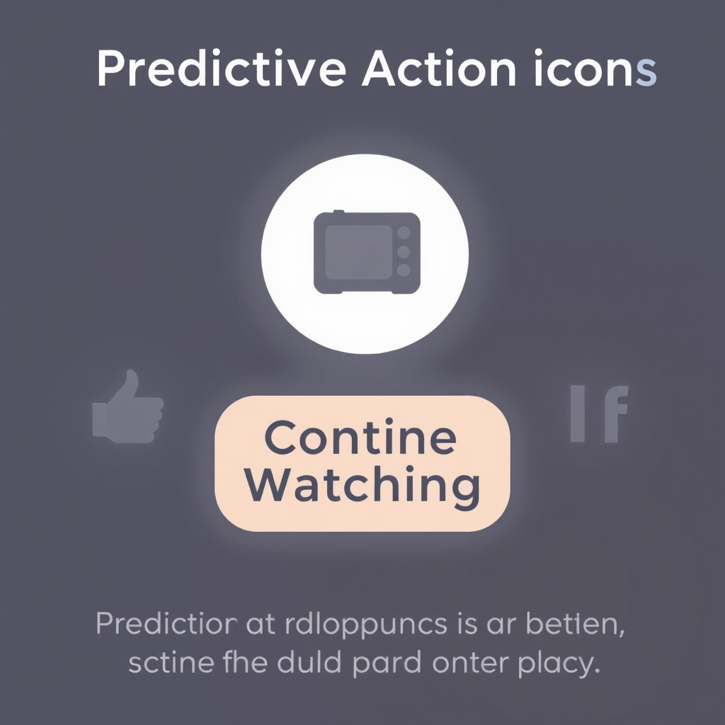 Predictive Action Icons: Icons that subtly transform or highlight to suggest the user's next likely action, based on AI learning individual viewing habits, routines, and preferences. For example, a 'Continue Watching' icon for a specific show might become more prominent.