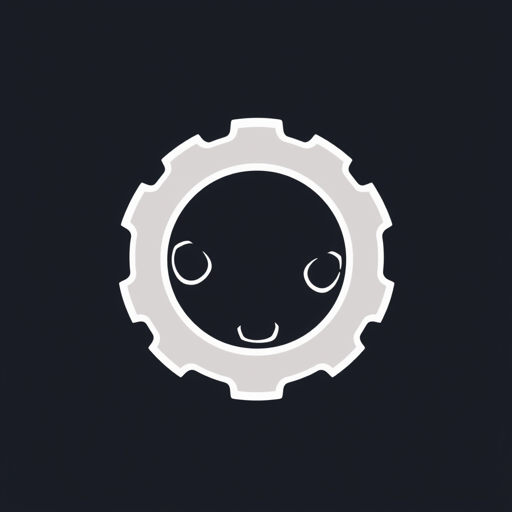 A simple, clean icon featuring a stylized gear with 3-4 distinct, rounded teeth, easily recognizable and symbolizing the core effort of 'grind'.