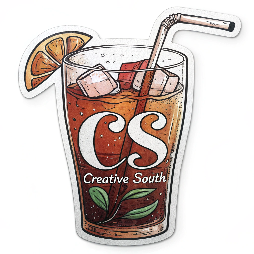 Simple Logo Idea: A glass of sweet tea with a straw bent to form the letters 'CS' for Creative South.