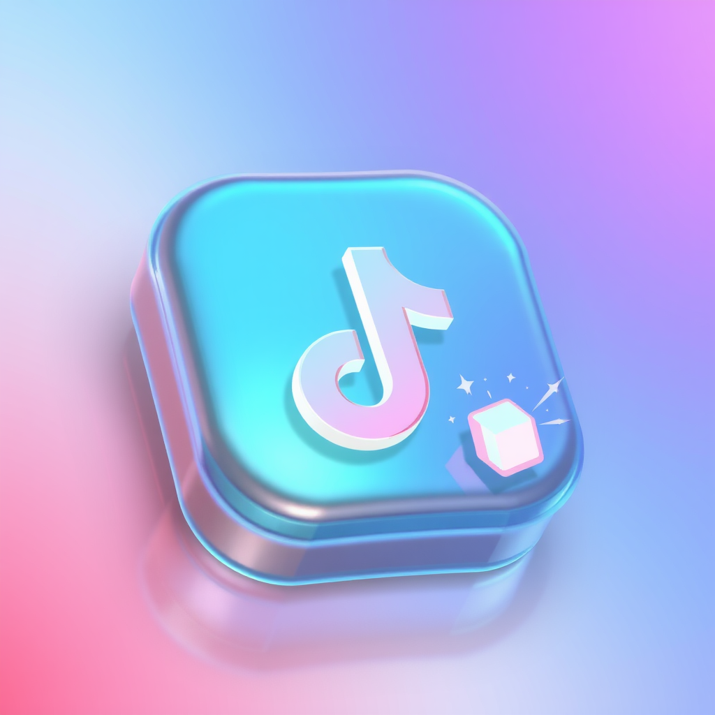 Sub Design Idea 1: Holographic Platform Overlay - The platform's existing icon (e.g., Instagram camera, TikTok note) is rendered with a subtle holographic or glassy 3D effect. A small, distinct 'AR' or 'Filter' glyph (like a sparkle, magic wand, or abstracted cube) is subtly integrated into a corner or as an animated pulse, signifying AR filter activation.