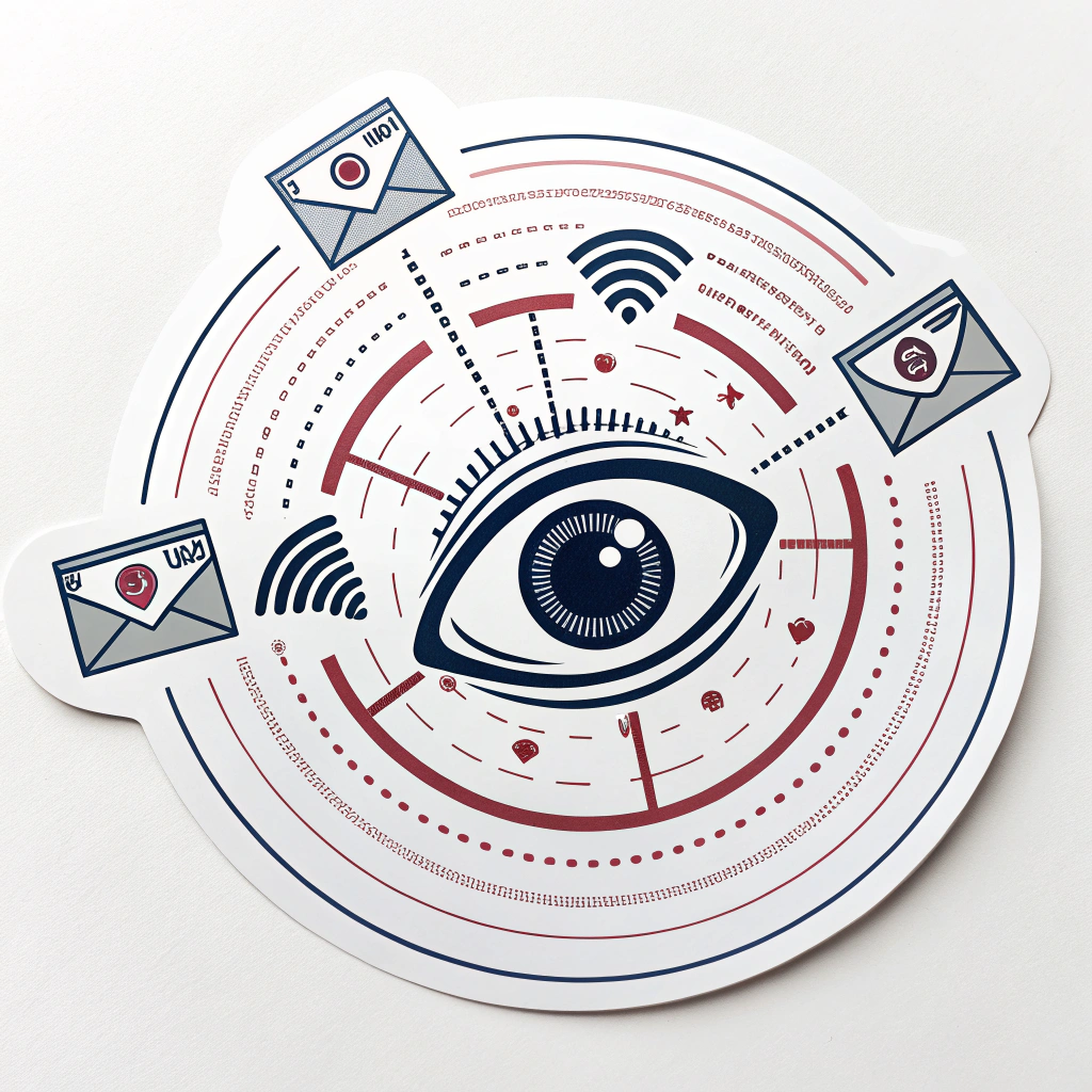 A central eye shape surrounded by concentric rings or scan lines, evoking a radar or sonar display. Small, abstract data packet icons could be shown moving towards or being absorbed by the eye.