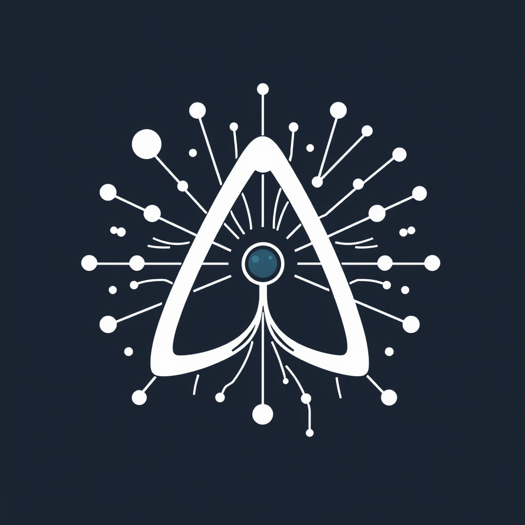 An icon depicting a central point or seed from which abstract lines and shapes organically sprout and interconnect, visually representing AI generating complex forms from simple data.