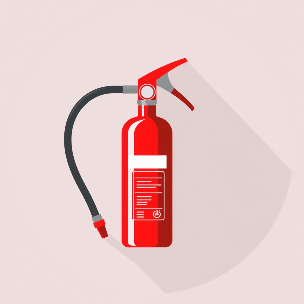 A fire extinguisher in a flat design style, with clear labeling for easy identification.