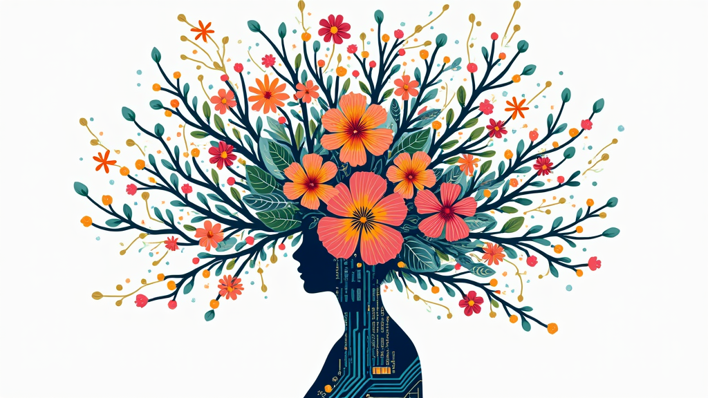 Code & Bloom - Floral Tech: This design merges technological elements with nature to symbolize growth and creativity. It could feature a circuit board pattern that elegantly branches out into intricate floral designs, or programming code snippets (e.g., `</>`, `{}`, `();`) that appear to be blossoming into flowers and leaves. A subtle tagline like 'Growth & Code' or 'She Blossoms in Tech' could be included.