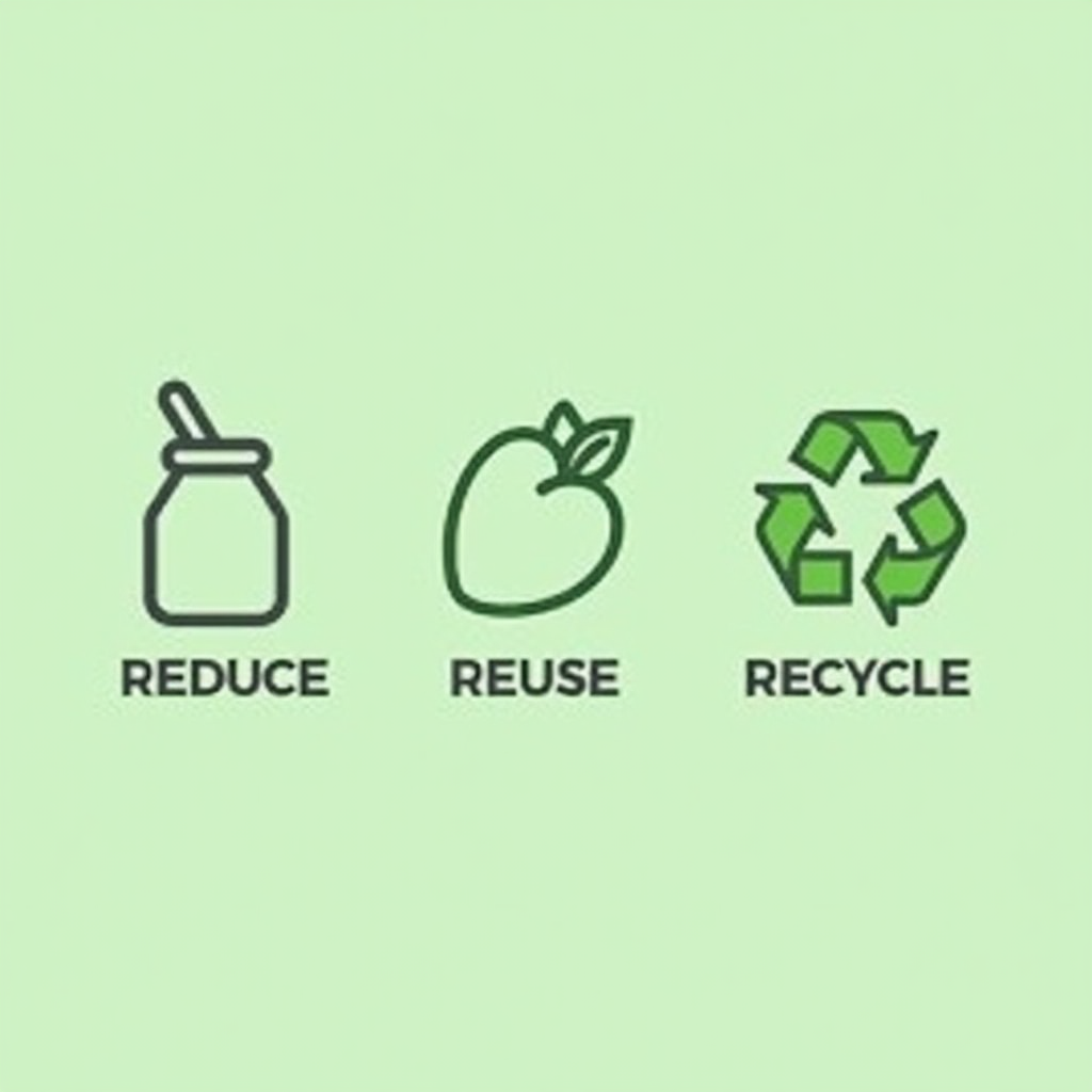 Sustainability T-Shirt Designs - Minimalist 'Reduce, Reuse, Recycle' Icons