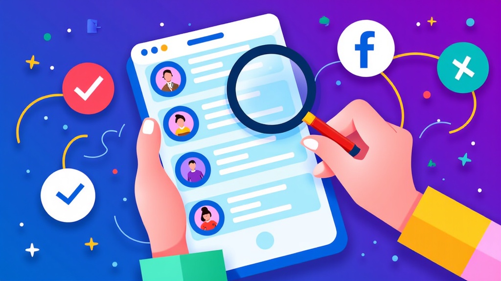A magnifying glass held over a social media feed. The lens focuses on specific posts, highlighting the difficult decision point between allowing content (checkmark symbol) or removing it (cross symbol) based on rules.