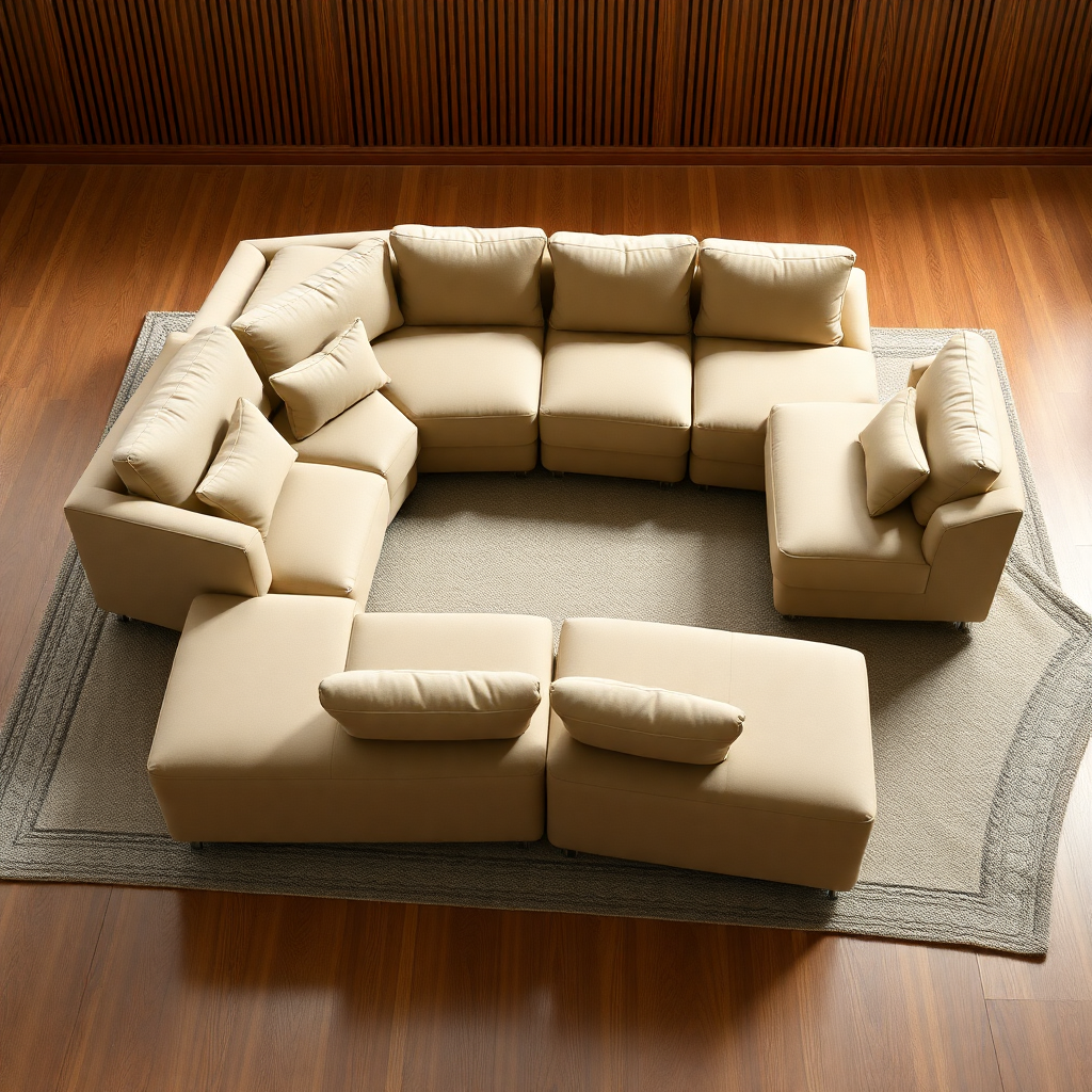 Modular sofa sections that can be rearranged and locked together in various configurations, allowing for flexible living room layouts.