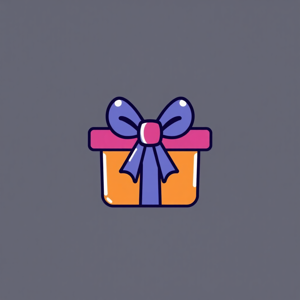 A present with a playful design such as using multiple colors and a more dynamic bow.